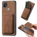 For OPPO A15 Retro Leather Card Bag Magnetic Phone Case(Brown)