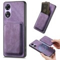 For OPPO A78 5G / A58 5G Retro Leather Card Bag Magnetic Phone Case(Purple)