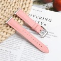 For Samsung Galaxy Watch Fit 3 Leather Sewing Thread Pin Buckle Watch Band(Pink)