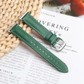 For Samsung Galaxy Watch Fit 3 Leather Sewing Thread Pin Buckle Watch Band(Green)
