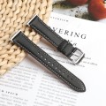 For Samsung Galaxy Watch Fit 3 Leather Sewing Thread Pin Buckle Watch Band(Black)