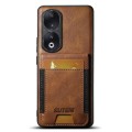 For Honor 90 Suteni H03 Oil Wax Leather Wallet Stand Back Phone Case(Brown)