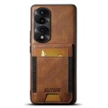 For Honor 70 Pro Suteni H03 Oil Wax Leather Wallet Stand Back Phone Case(Brown)