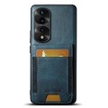 For Honor 70 Pro Suteni H03 Oil Wax Leather Wallet Stand Back Phone Case(Blue)