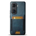 For Honor 60 Pro Suteni H03 Oil Wax Leather Wallet Stand Back Phone Case(Blue)
