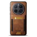 For Huawei Mate 50 Pro Suteni H03 Oil Wax Leather Wallet Stand Back Phone Case(Brown)