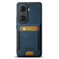 For Honor 60 Pro Suteni H03 Litchi Leather Card Bag Stand Back Phone Case(Blue)