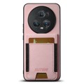 For Honor Magic5 Pro Suteni H03 Litchi Leather Card Bag Stand Back Phone Case(Pink)