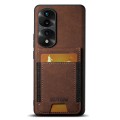 For Honor 70 Pro Suteni H03 Litchi Leather Card Bag Stand Back Phone Case(Brown)