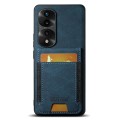 For Honor 70 Pro Suteni H03 Litchi Leather Card Bag Stand Back Phone Case(Blue)