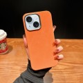 For iPhone 15 Plus Vintage Denim Shockproof Magsafe Phone Case(Orange)