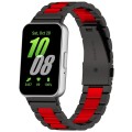 For Samsung Galaxy Fit 3 SM-R390 Three Bead Stainless Steel Metal Watch Band(Black+Red)