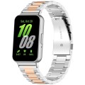 For Samsung Galaxy Fit 3 SM-R390 Three Bead Stainless Steel Metal Watch Band(Silver+Rose Gold)