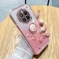 For Realme 12 Gradient Glitter Immortal Flower Ring All-inclusive Phone Case(Pink)