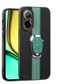For Realme C67 4G Magnetic Litchi Leather Back Phone Case with Holder(Green)