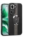 For OPPO Reno10 Global Magnetic Litchi Leather Back Phone Case with Holder(Black)