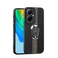 For OPPO Reno11 F Magnetic Litchi Leather Back Phone Case with Holder(Black)