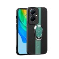 For OPPO A79 Magnetic Litchi Leather Back Phone Case with Holder(Green)