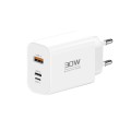 PD30W USB-C / Type-C + 8 Pin + USB-A Reverse Charger Suitable for iPhone Series(EU Plug)