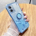 For Motorola Moto G53 5G Gradient Glitter Immortal Flower Ring All-inclusive Phone Case(Blue)