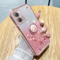 For Motorola Moto G53 5G Gradient Glitter Immortal Flower Ring All-inclusive Phone Case(pink)
