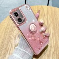 For Motorola Moto G24 Gradient Glitter Immortal Flower Ring All-inclusive Phone Case(pink)