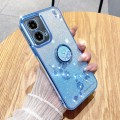 For Motorola Moto G34 Gradient Glitter Immortal Flower Ring All-inclusive Phone Case(Blue)