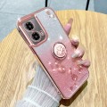 For Motorola Moto G34 Gradient Glitter Immortal Flower Ring All-inclusive Phone Case(pink)