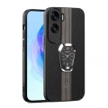 For Honor 90 Lite Magnetic Litchi Leather Back Phone Case with Holder(Black)