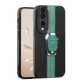 For Honor 90 Magnetic Litchi Leather Back Phone Case with Holder(Green)
