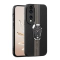 For Honor 90 Pro Magnetic Litchi Leather Back Phone Case with Holder(Black)