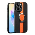 For Honor 60 SE Magnetic Litchi Leather Back Phone Case with Holder(Orange)