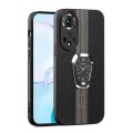 For Honor 50 Pro Magnetic Litchi Leather Back Phone Case with Holder(Black)