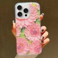 For iPhone 15 Pro Max Gold Foil Oil Painting Epoxy TPU Phone Case(Purple Chrysanthemum)