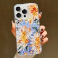 For iPhone 15 Pro Gold Foil Oil Painting Epoxy TPU Phone Case(White Cosmos)