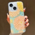 For iPhone 15 Gold Foil Oil Painting Epoxy TPU Phone Case(Yellow Chrysanthemum)