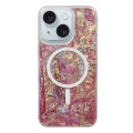 For iPhone 15 Plus Shell Texture Multicolor MagSafe TPU Phone Case(Roige)