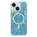 For iPhone 15 Plus Shell Texture Multicolor MagSafe TPU Phone Case(Sky Blue)