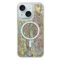 For iPhone 15 Plus Shell Texture Multicolor MagSafe TPU Phone Case(Olive Colour)