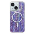 For iPhone 15 Shell Texture Multicolor MagSafe TPU Phone Case(Purple)