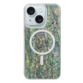 For iPhone 15 Shell Texture Multicolor MagSafe TPU Phone Case(Sea Green)