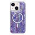 For iPhone 14 Plus Shell Texture Multicolor MagSafe TPU Phone Case(Purple)