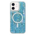 For iPhone 12 / 12 Pro Shell Texture Multicolor MagSafe TPU Phone Case(Sky Blue)