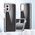 For Motorola Moto G Play 2024 Dual-Color Carbon Fiber Acrylic Hybrid TPU Phone Case(Black)