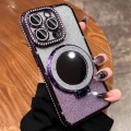 For iPhone 15 Pro MagSafe Rhinestone Mirror Glitter TPU Phone Case(Night Purple)