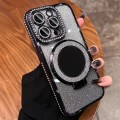 For iPhone 14 Pro MagSafe Rhinestone Mirror Glitter TPU Phone Case(Black)