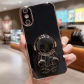 For iPhone XS Max Embrace Stars Electroplating Astronaut Holder Phone Case(Black)