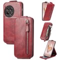 For OnePlus Ace 3 Zipper Wallet Vertical Flip Leather Phone Case(Red)