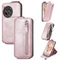 For OnePlus Ace 3 Zipper Wallet Vertical Flip Leather Phone Case(Rose Gold)