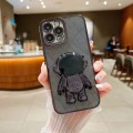 For iPhone 15 Pro Max Glitter Electroplating Astronaut Holder Phone Case(Black)